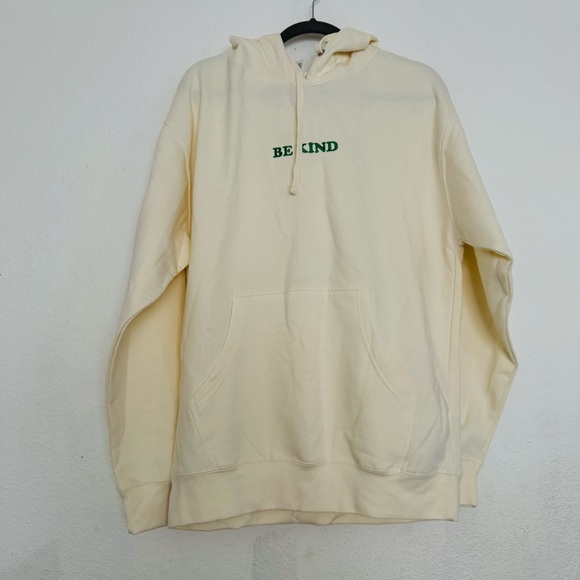 INDEPENDENT Trading Company BE KIND Hooded Sweatshirt Cream/Green Size Large - Picture 2 of 12